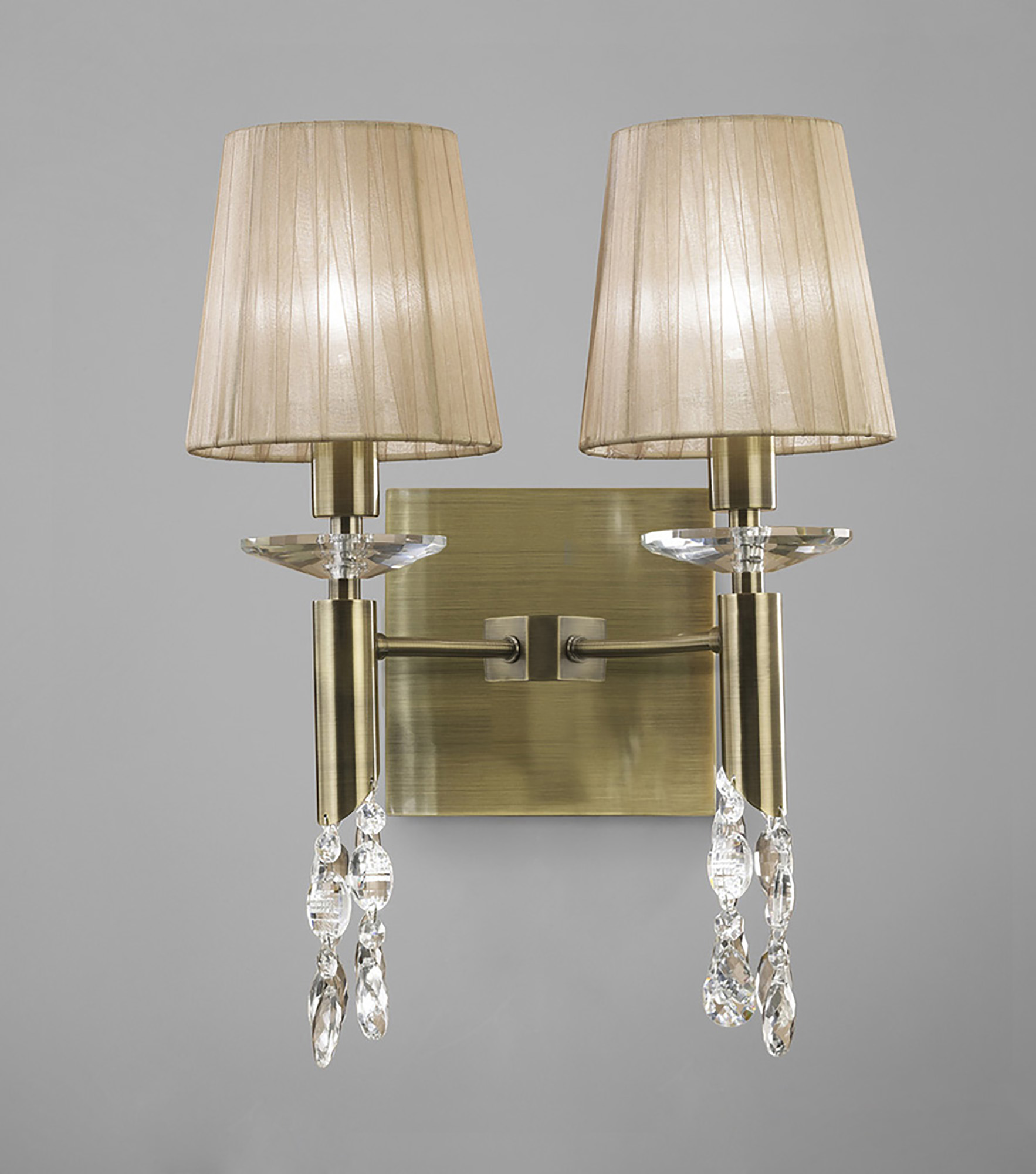 Tiffany Antique Brass-Soft Bronze Crystal Wall Lights Mantra Shaded Wall Lights